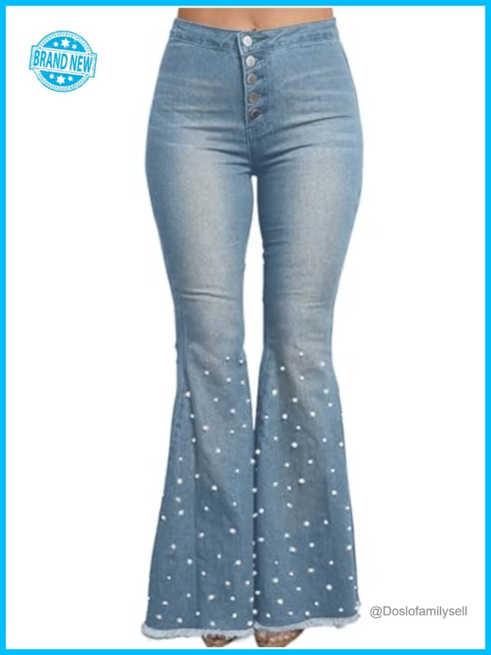 Women's High Waisted Bell Bottom Flare Jeans Stretch Denim Pull On